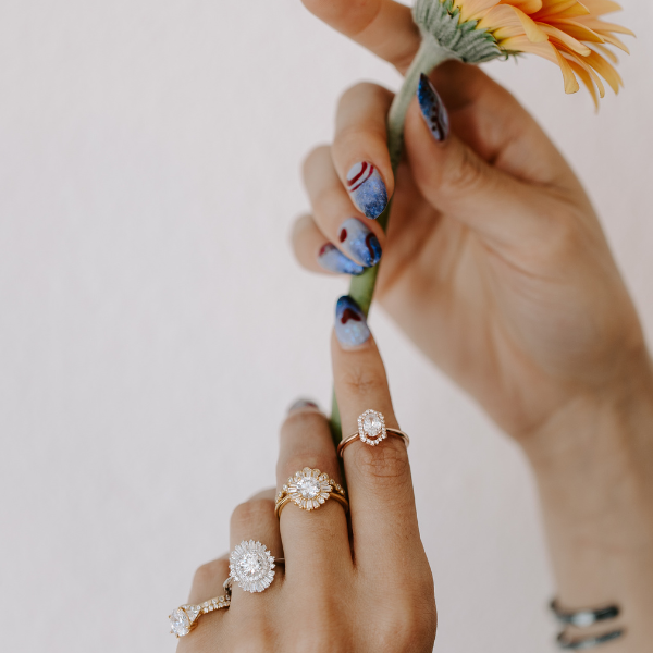 Radiant Art Deco Halo Ring