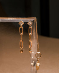 Diamond Paperclip Drop Earrings