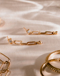 Diamond Paperclip Drop Earrings